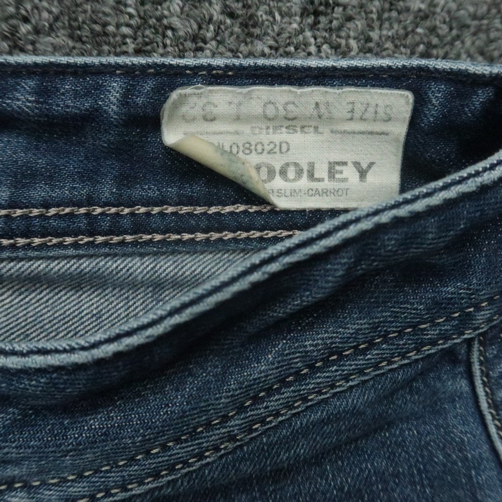 Diesel Jeans Mens 31x32 Blue Krooley Slim Carrot 5 Pocket Whiskered - Picture 4 of 13